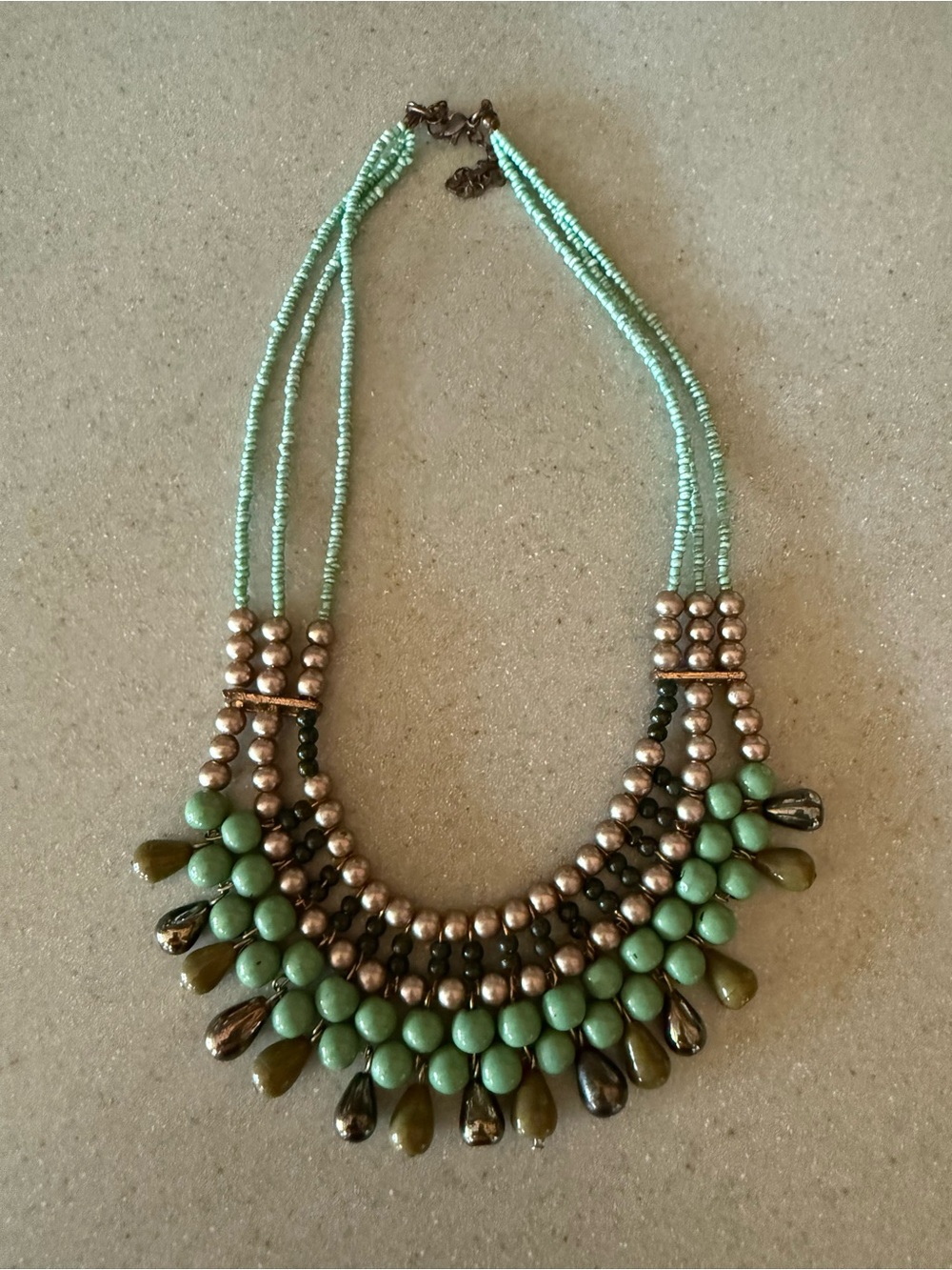 Bohemian Green Beaded Statement Necklace